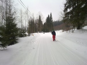 Siinä se jasmo tallaa kohti autoa